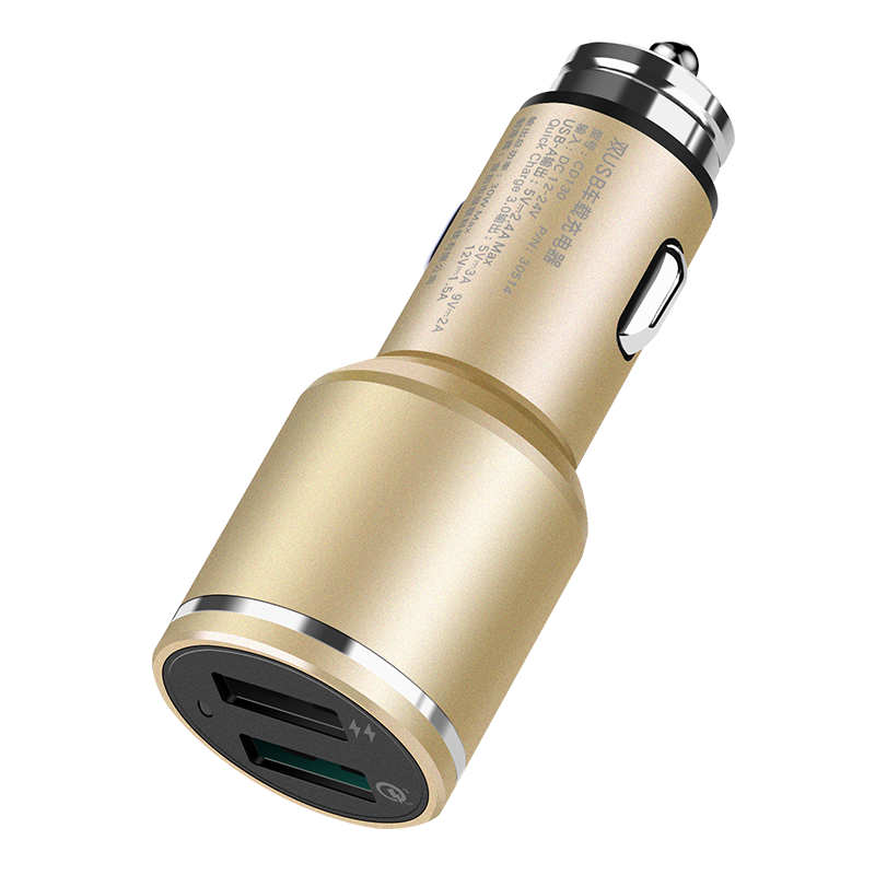 恒行6车载充电器,双口QC3.0快充