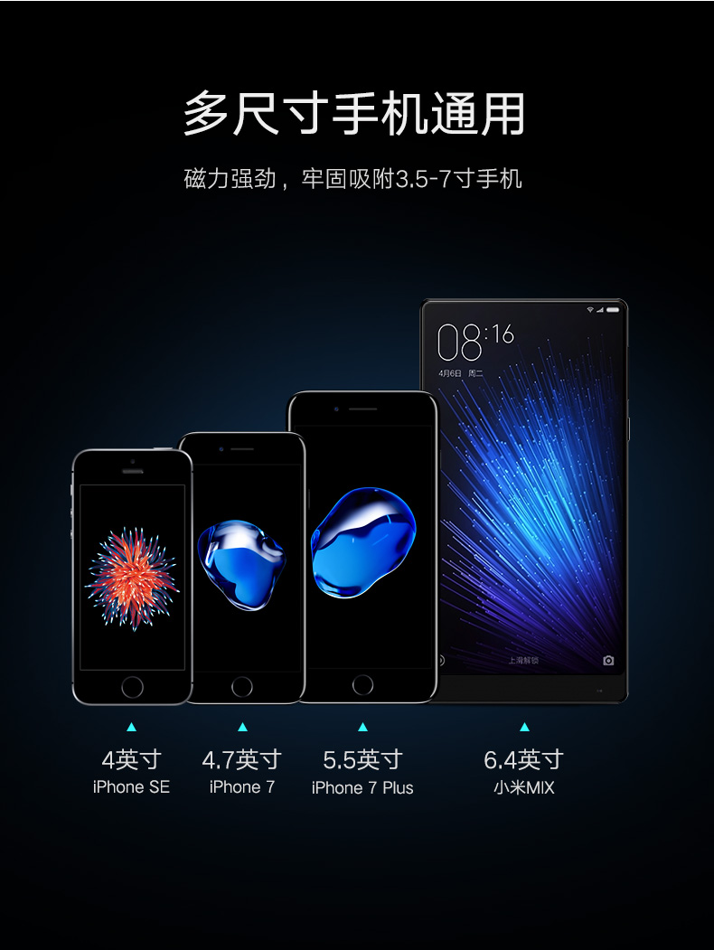="恒行6车载手机支架，汽车吸盘式可旋转手机支架"/