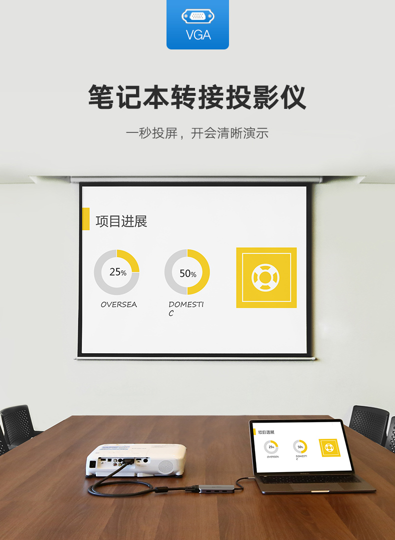 恒行6Type-C扩展坞，苹果笔记本Type-C转hdmi/vga华为mate10投屏通用