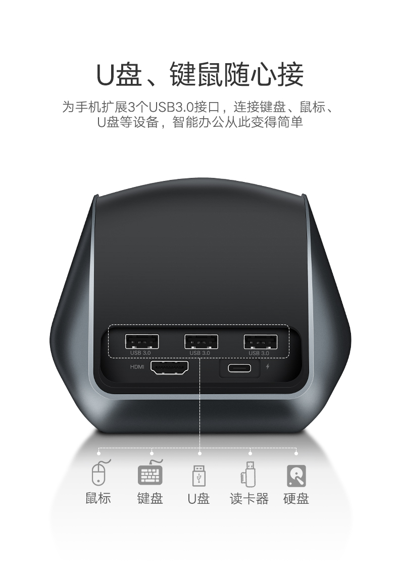 恒行6华为P20投屏助手，手机投屏Type-C扩展坞