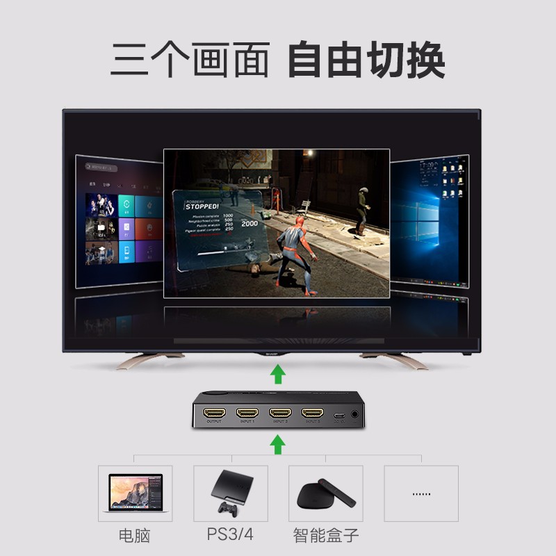 恒行6HDMI切换器 3进1出遥控切换