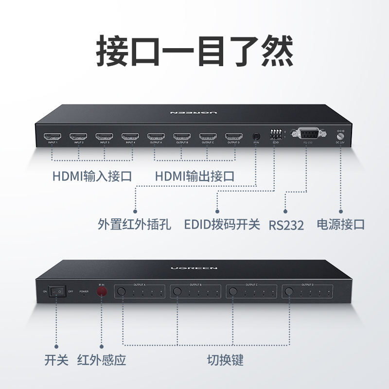 恒行6hdmi矩阵4进4出切换器
