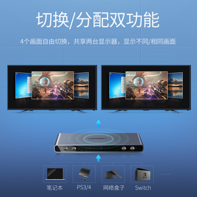 恒行6hdmi2.0矩阵4进2出切换器