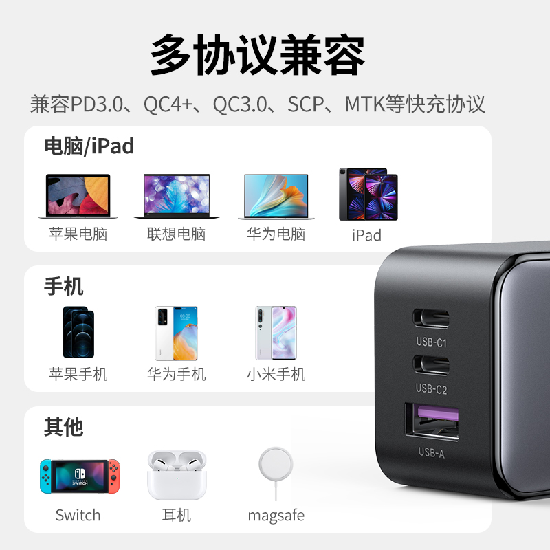 恒行6小口红65W氮化镓充电器
