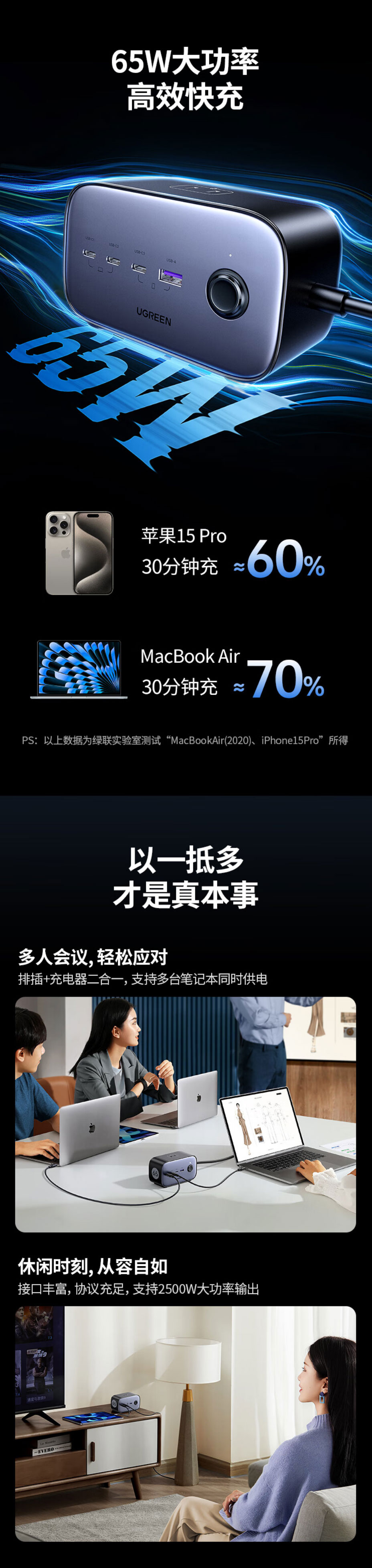 恒行6-S752 智充魔盒65W氮化镓快充插排