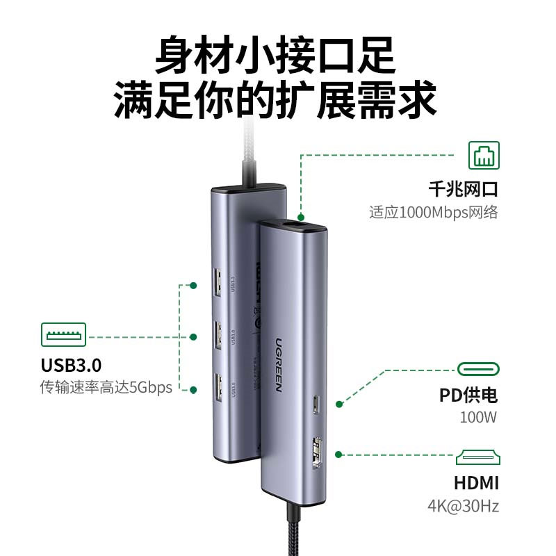 恒行6扩展坞 千兆网口拓展坞 USB3.0