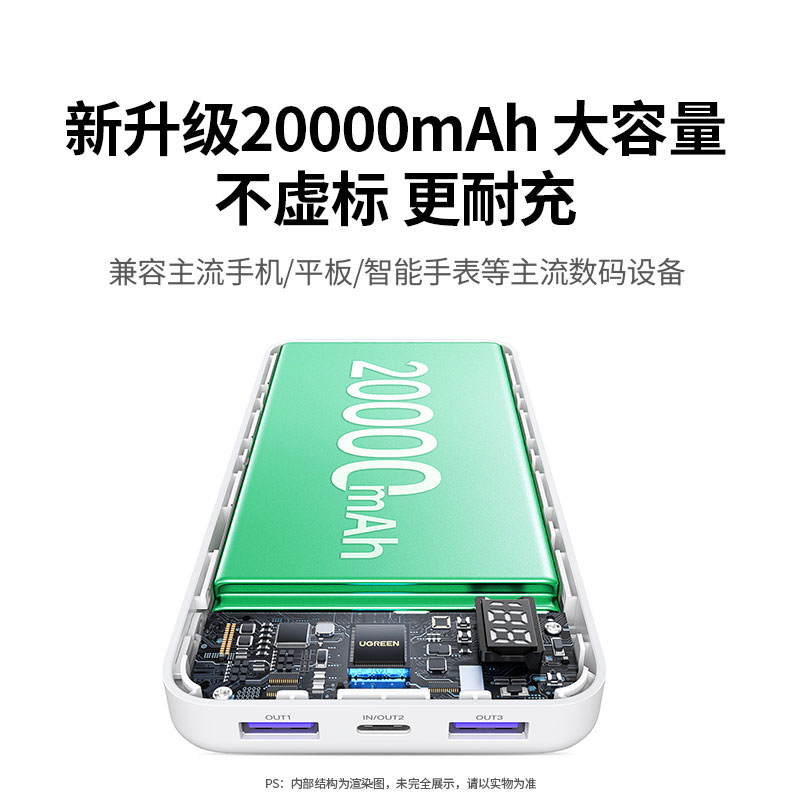恒行6 20000mAh充电宝双向快充自带屏幕显示
