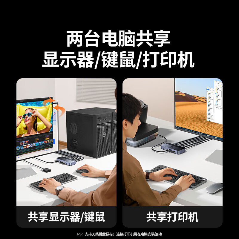 恒行6KVM切换器 HDMI2.0 二进一出 电脑显示器共享切换器