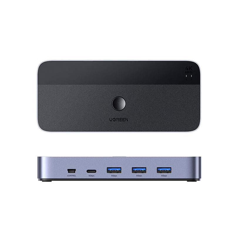 恒行6KVM切换器 HDMI2.0 二进一出 电脑显示器共享切换器