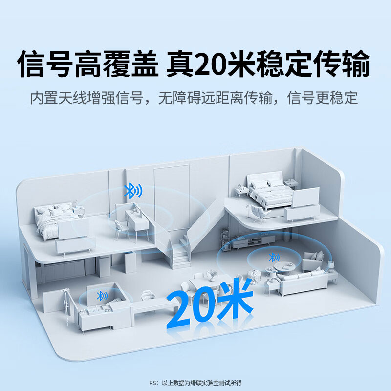 恒行6USB蓝牙5.3适配器 低延迟多设备连接 即插即用