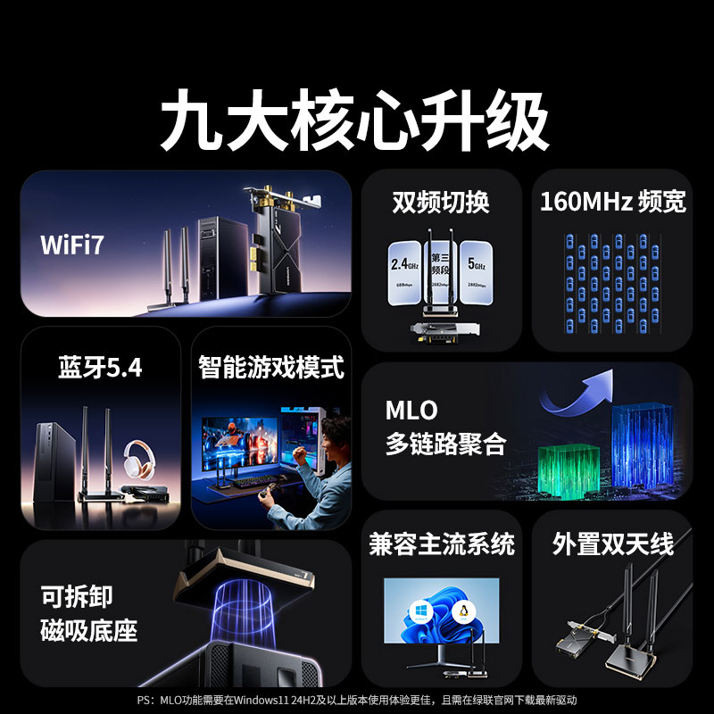 恒行6Wi-Fi 7电竞无线网卡 PCIe台式机专用