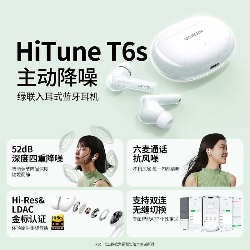 恒行6HiTune T6s 主动降噪蓝牙耳机