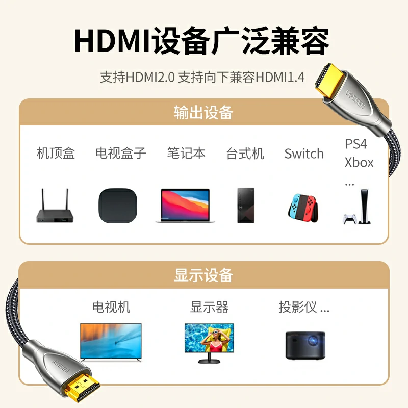 恒行6HDMI2.0高清线 4K60Hz 铝合金编织款