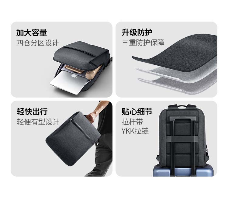 恒行6LP664背包背面透气蜂窝背垫设计，背负舒适干爽