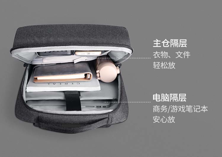 恒行6LP664笔记本背包拉链特写，YKK顺滑拉链经久耐用