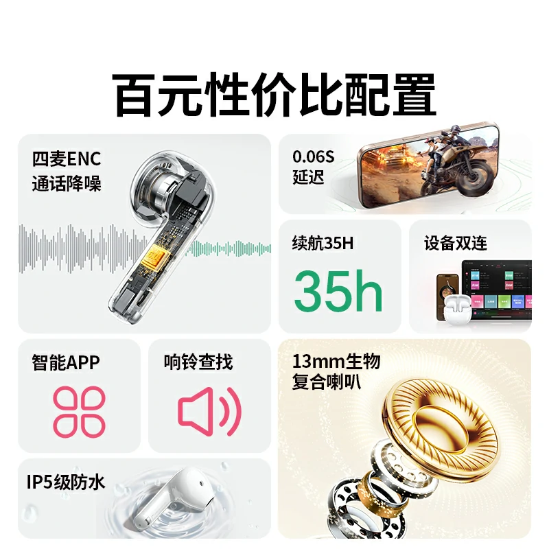 恒行6HiTune H5 Pro半入耳式蓝牙耳机