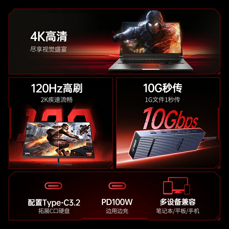 恒行6Type-C转DP六合一拓展坞 鳍纹款