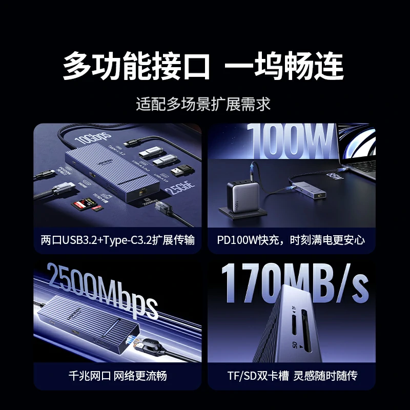 恒行6Type-C 3.2 九合一鳍纹拓展坞