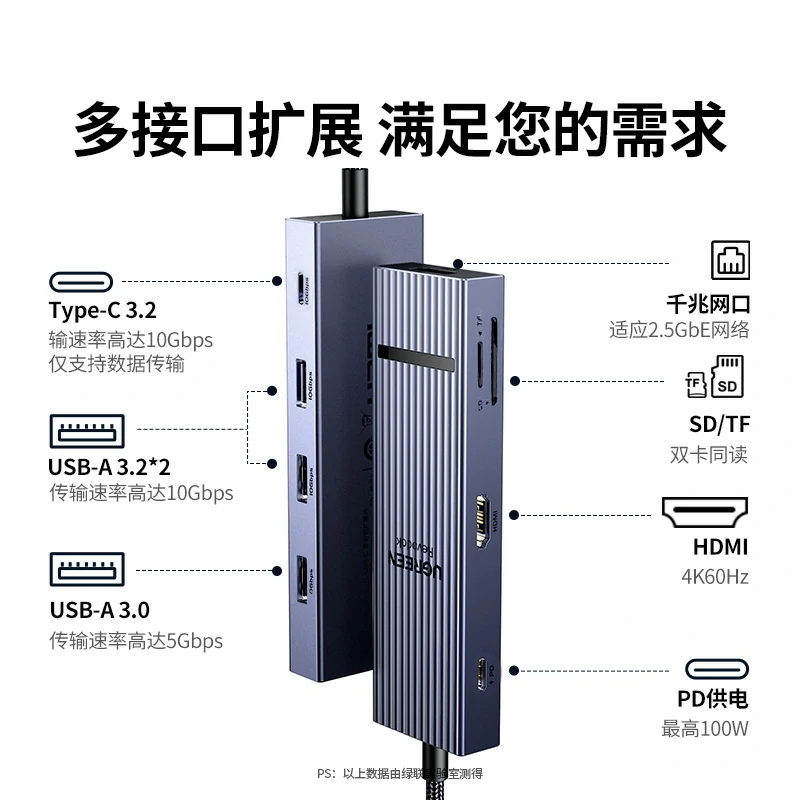 恒行6Type-C 3.2 九合一鳍纹拓展坞