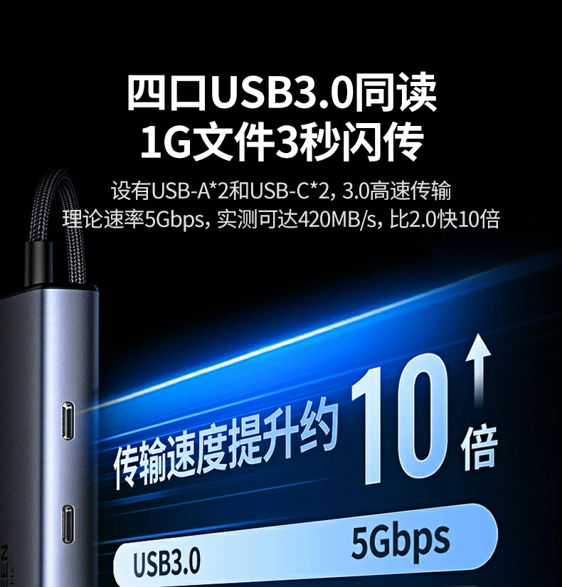 恒行6CM498-15375 Type-C扩展坞PD100W快充示意
