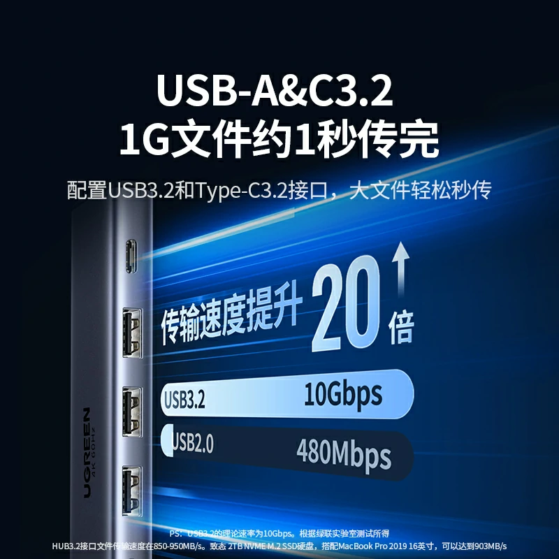 恒行6Type-C六合一多功能扩展坞 4K60Hz