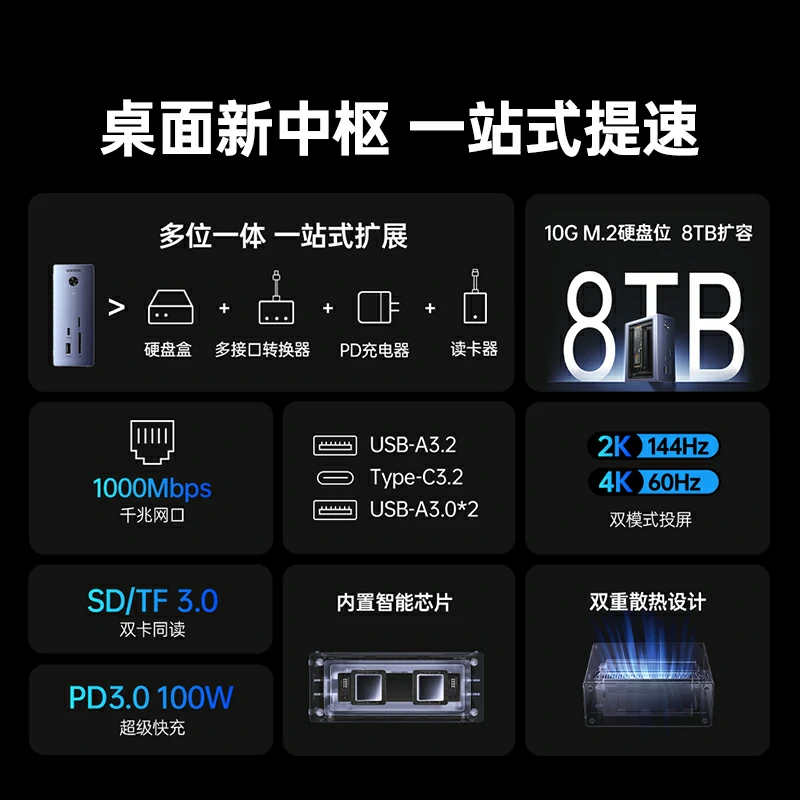 恒行6十合一立式硬盘扩展坞