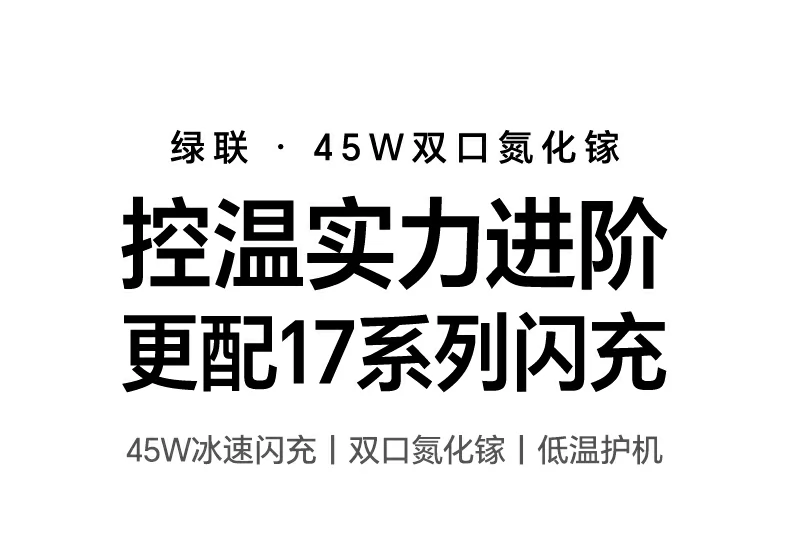 恒行6X526 45W双口氮化镓快充充电器全景图，展示双USB-C口设计