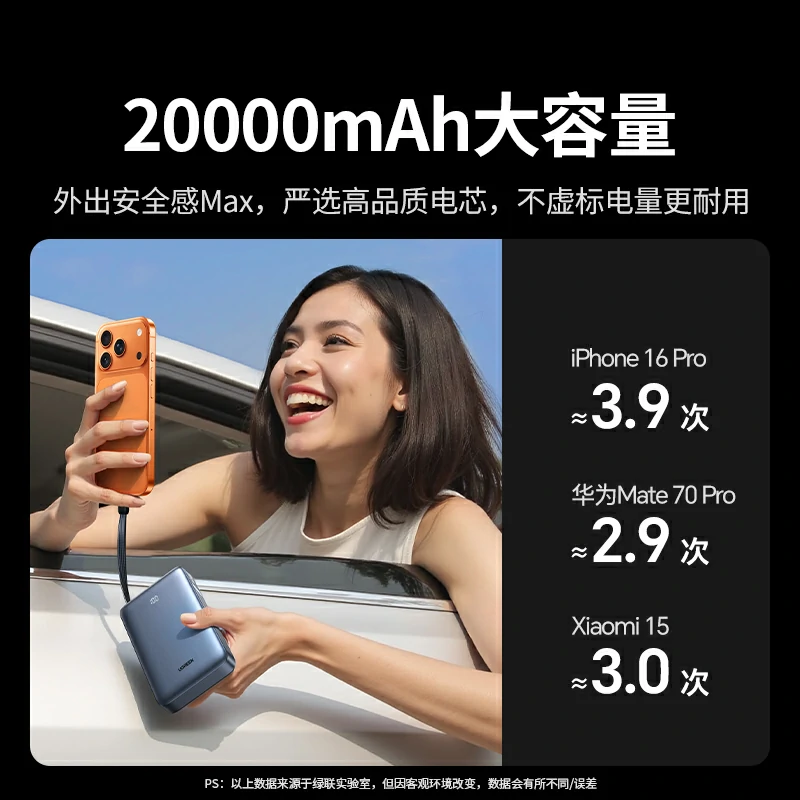 恒行630W自带线快充移动电源 20000mAh