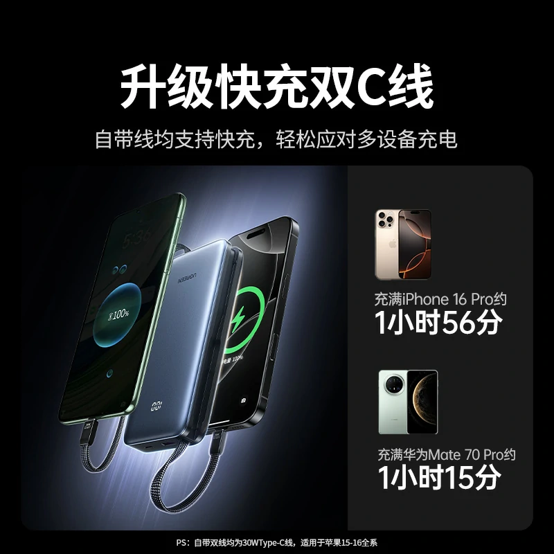 恒行630W自带线快充移动电源 20000mAh