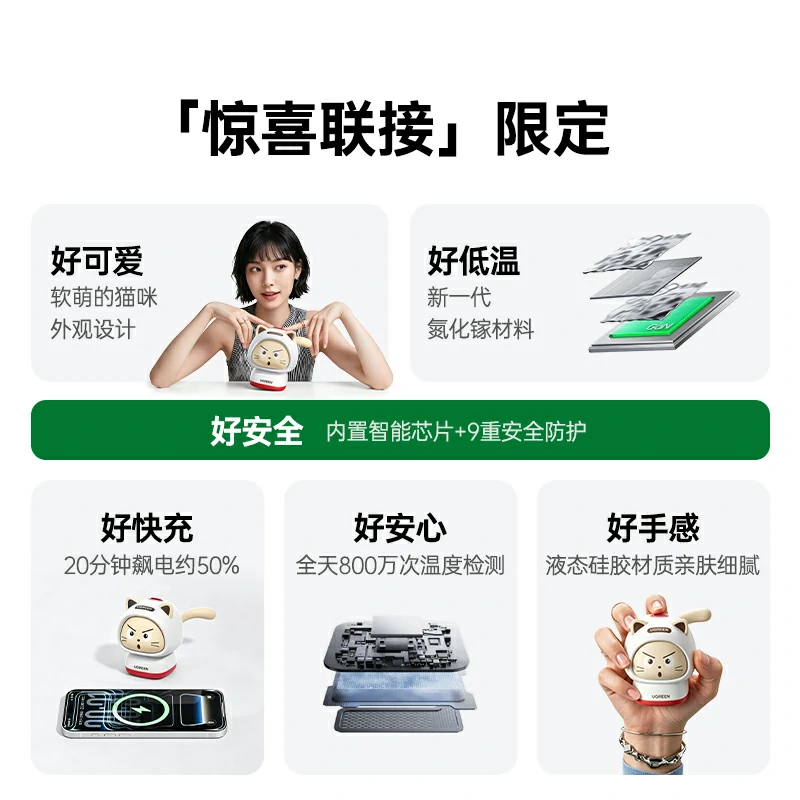 恒行645W快充Type-C氮化镓充电器 萌趣猫咪款