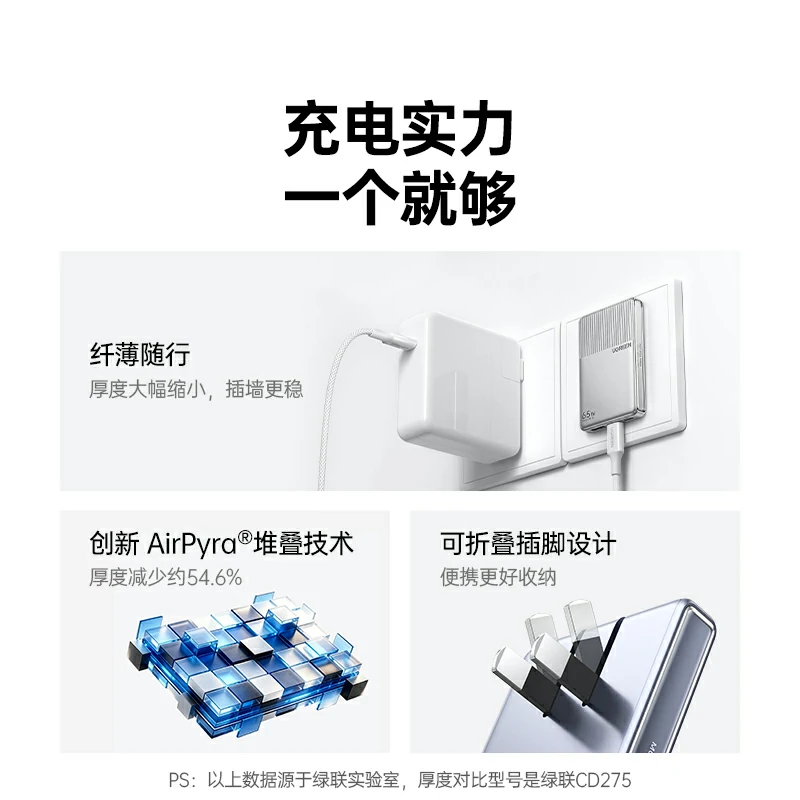 恒行6指尖湃 小冰片65W氮化镓充电器